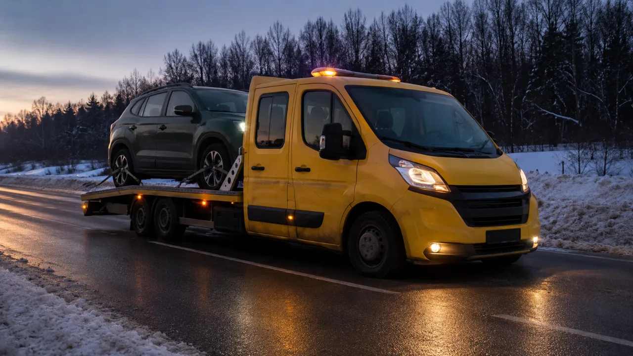 Pomoc drogowa nocą na poboczu – dowóz paliwa Mysłowice