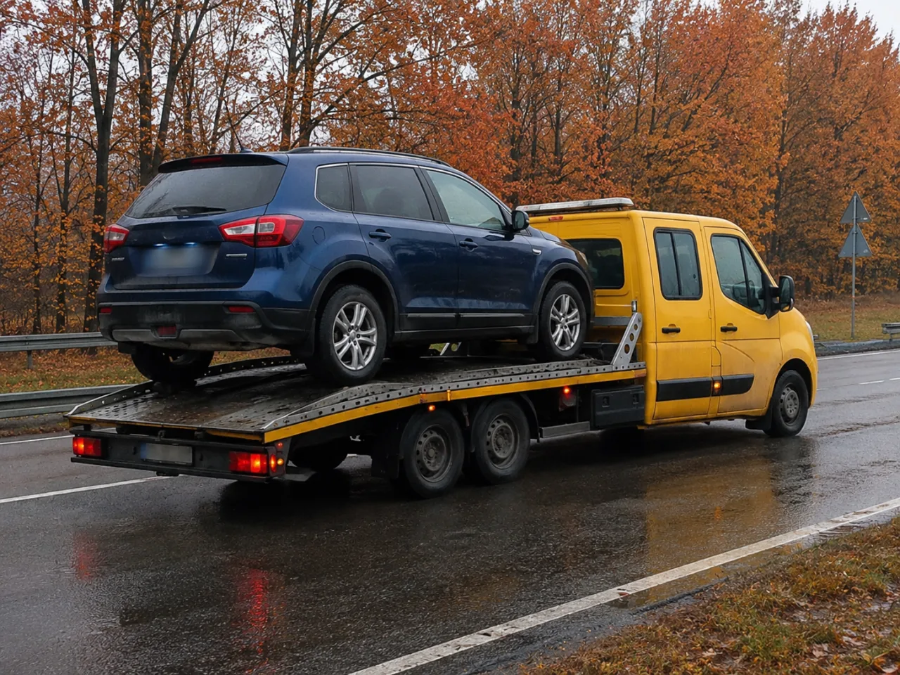 Transport SUV-a na lawecie jesienią – MANI-HOL Mysłowice